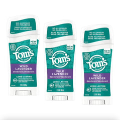 Tom's of Maine desodorante natural lavanda salvaje en envase para frescura diaria.