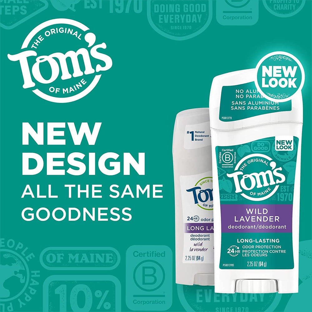 Tom's of Maine Desodorante Lavanda Stick: aplicación suave sin aluminio para piel sensible.