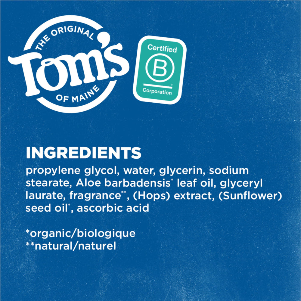Etiqueta de diseño Montaña de Tom's of Maine, producto limpio y claro