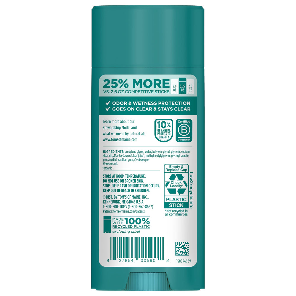 Tom’s of Maine Desodorante Natural sin fragancia, ideal para la bolsa de deporte y uso diario.