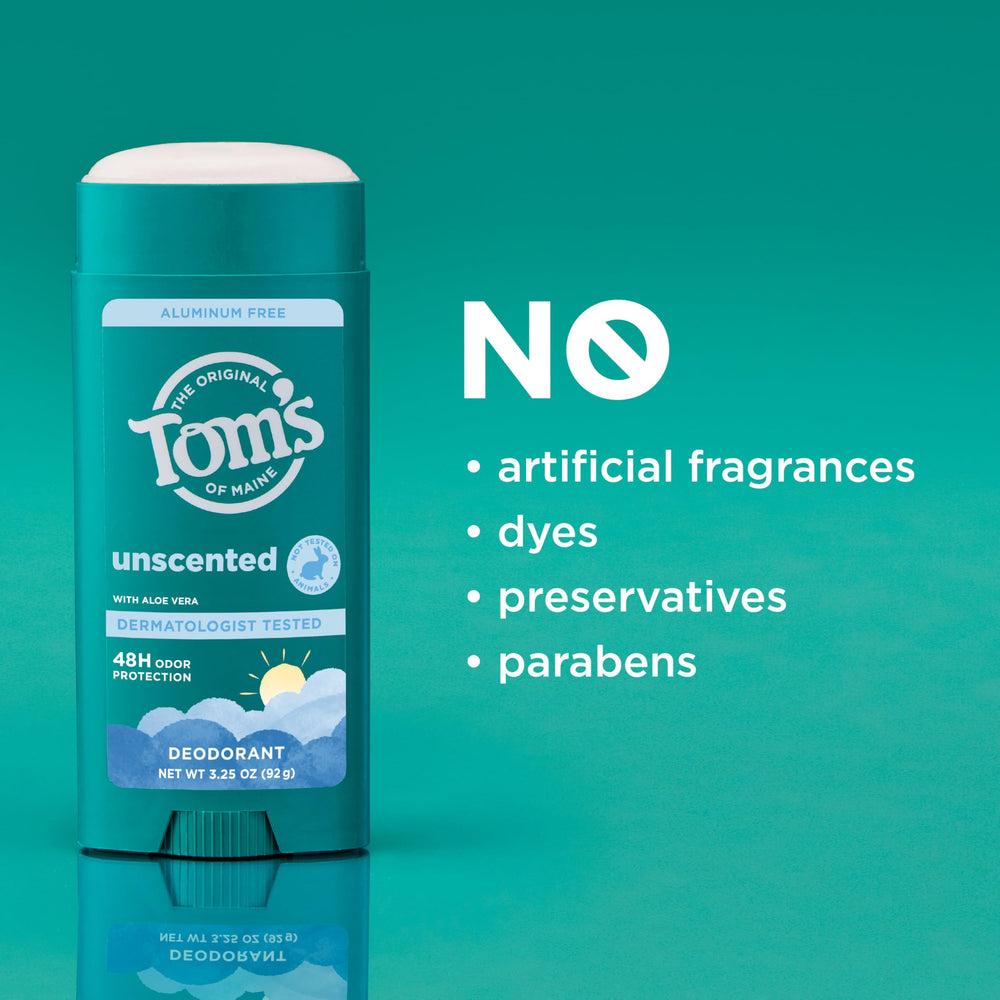 Tom’s of Maine Desodorante Natural sin fragancia, vegano y no probado en animales.