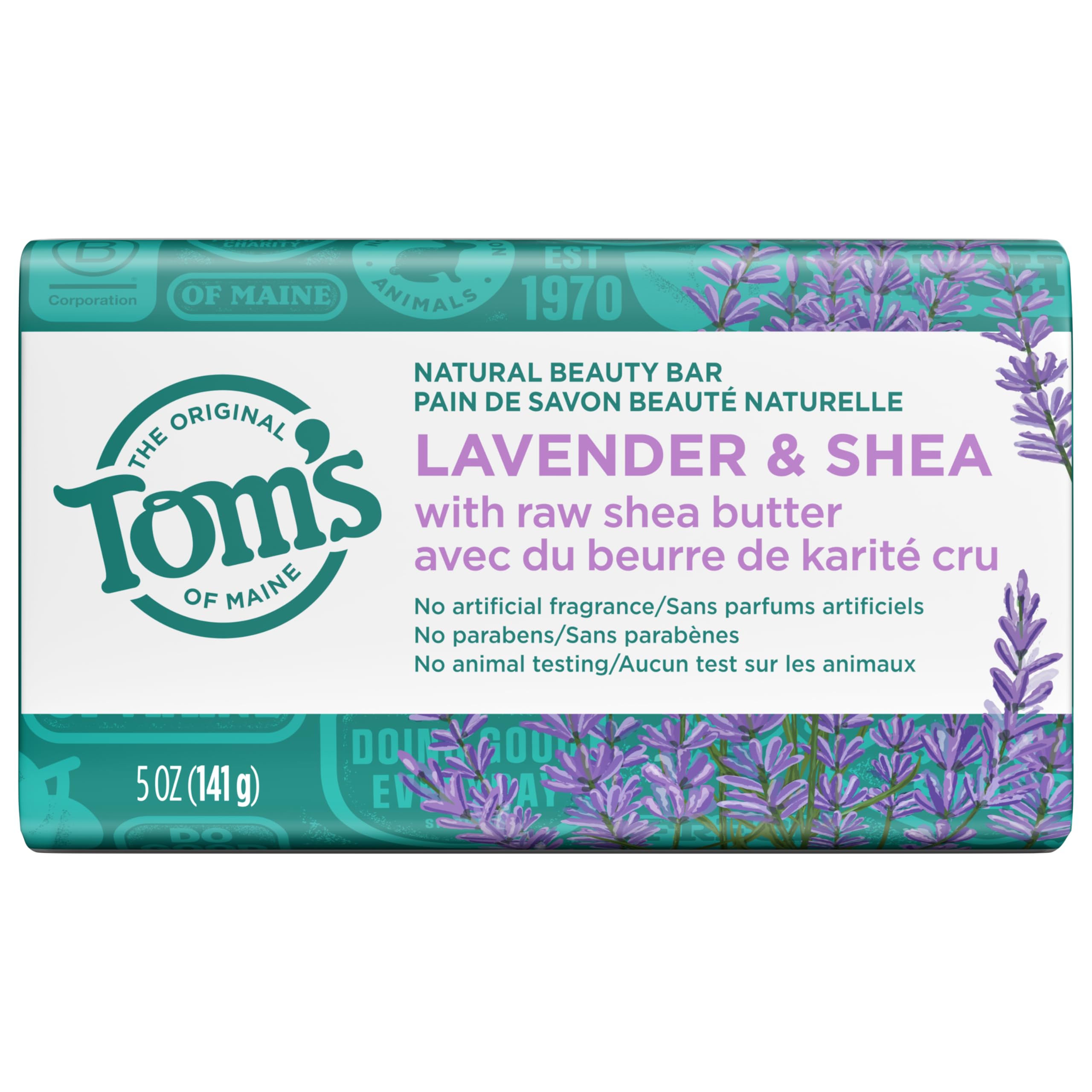 Tom's of Maine Jabon Natural Beauty Lavanda y Shea, aroma relajante durante la ducha.