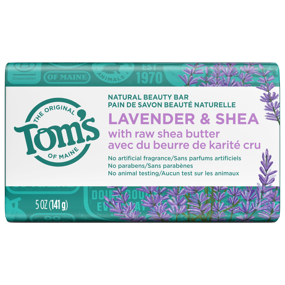 Tom's of Maine Jabon Natural Beauty Lavanda y Shea, aroma relajante durante la ducha.