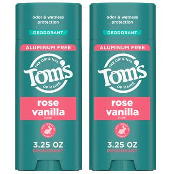 Tom’s of Maine Rose Vanilla desodorante para axilas, protección duradera sin aluminio.