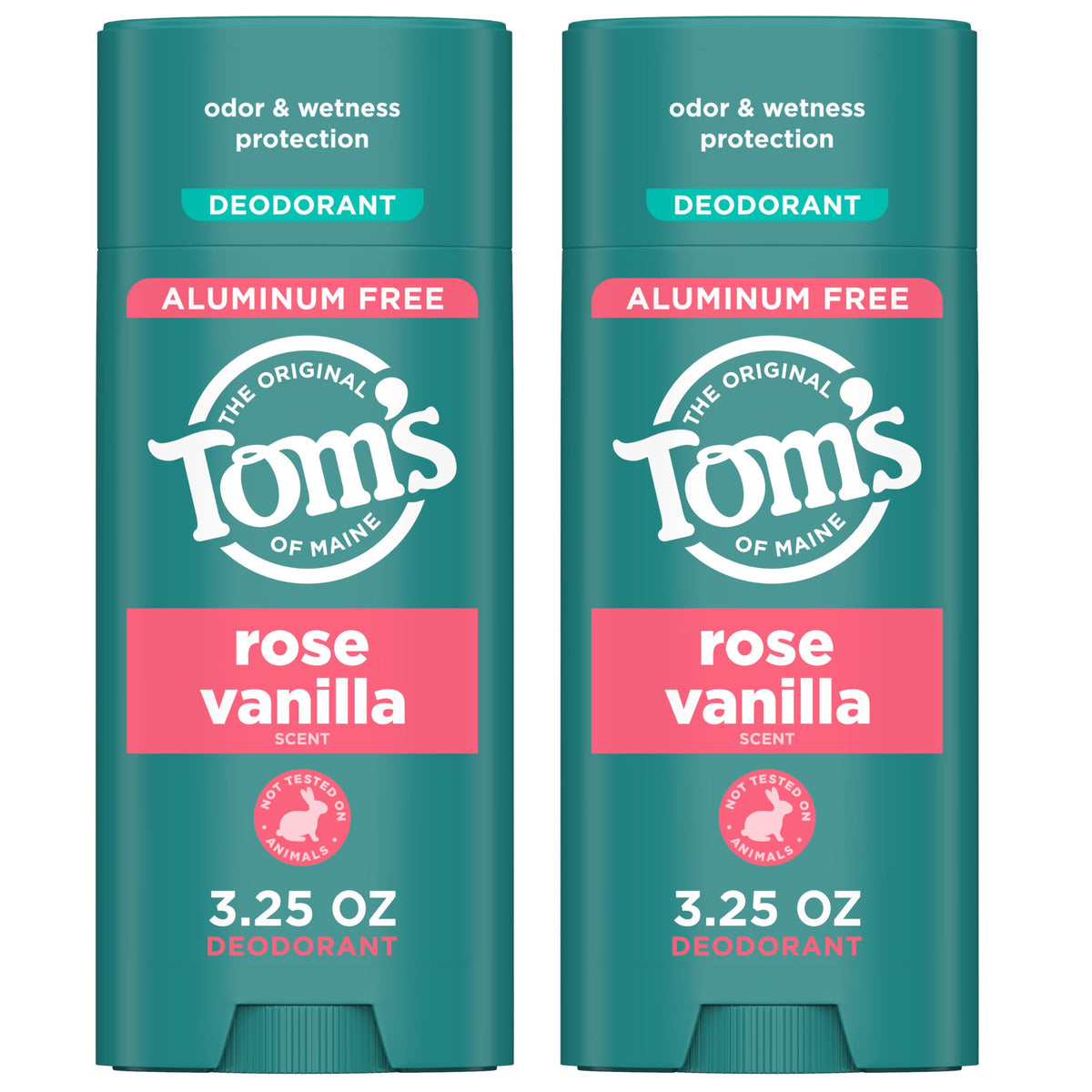 Tom’s of Maine Rose Vanilla desodorante para axilas, protección duradera sin aluminio.