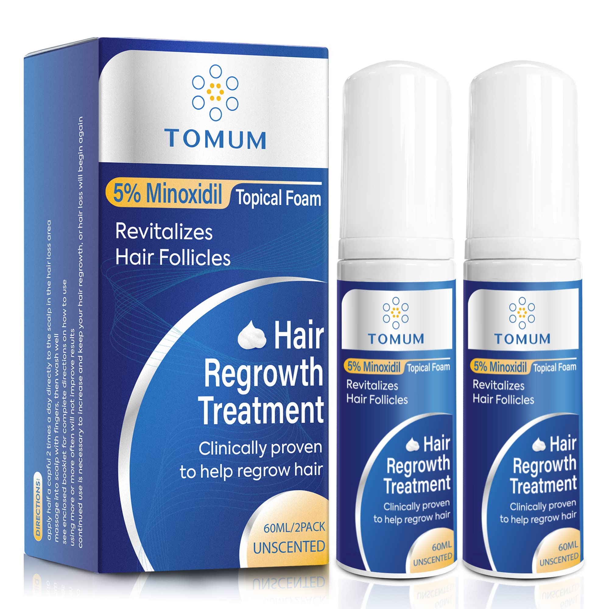 Tomum Minoxidil Foam bottle pump showing easy, mess-free application