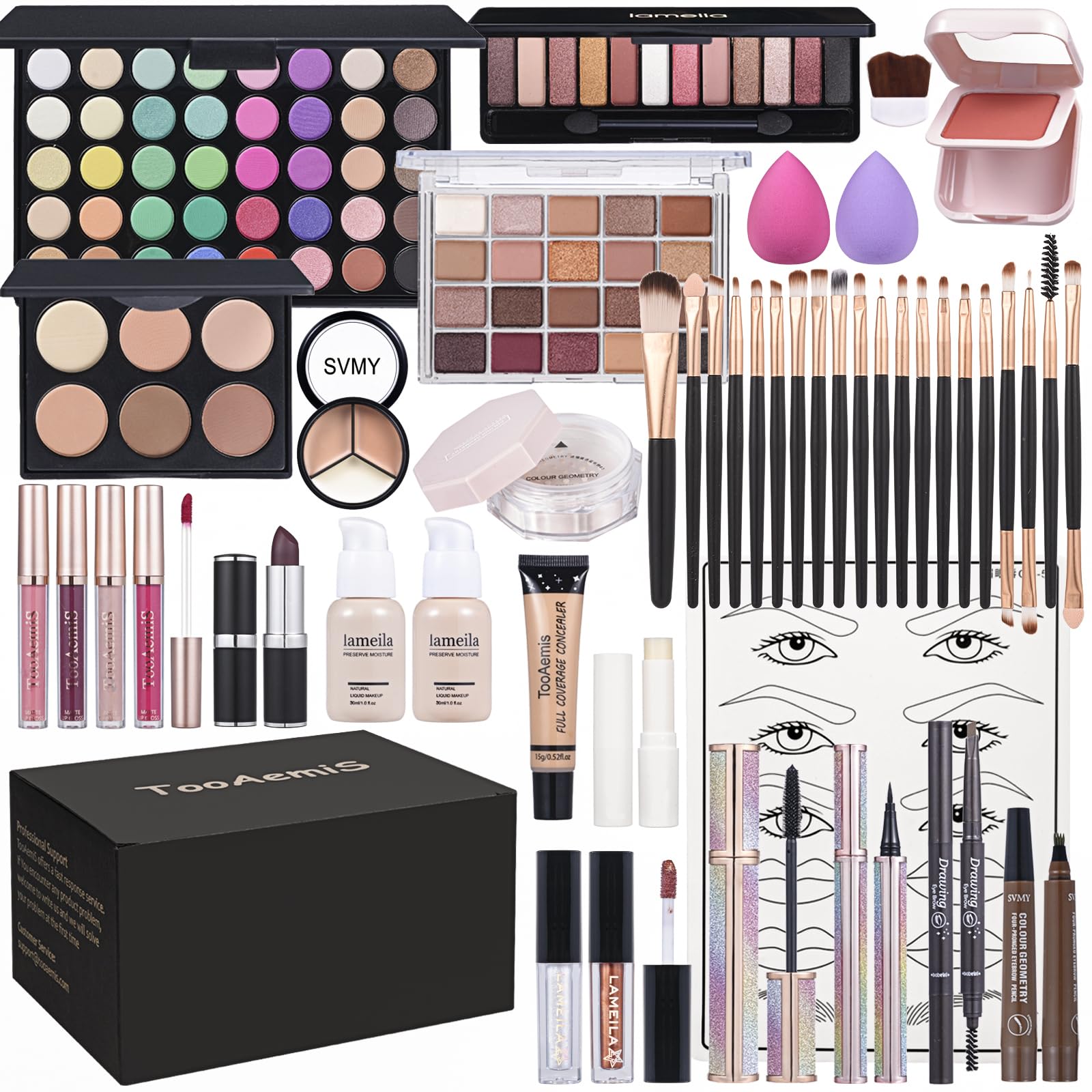 TooAemiS kit maquillaje integral, paleta sombras 16 colores para looks versátiles