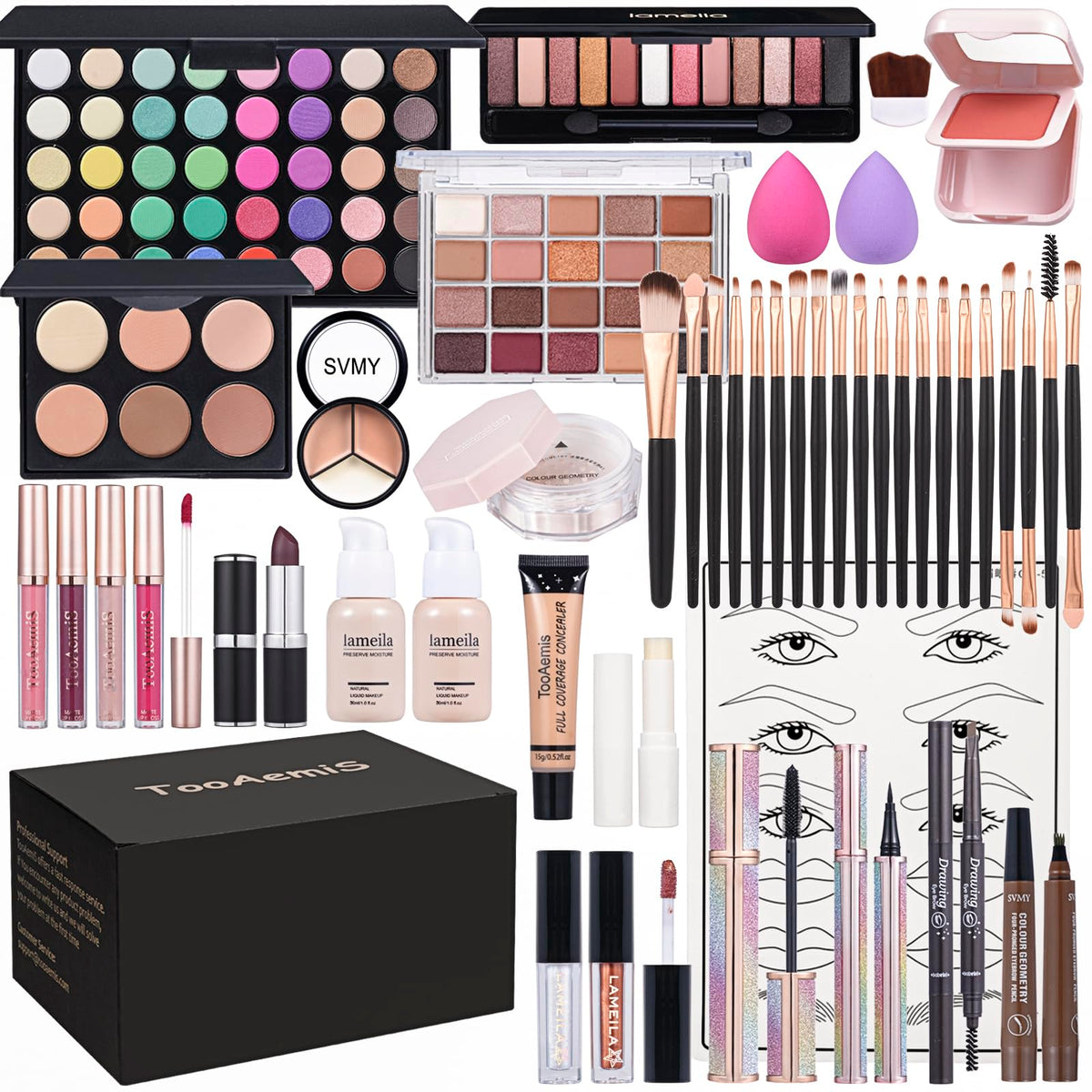 TooAemiS kit maquillaje integral, paleta sombras 16 colores para looks versátiles