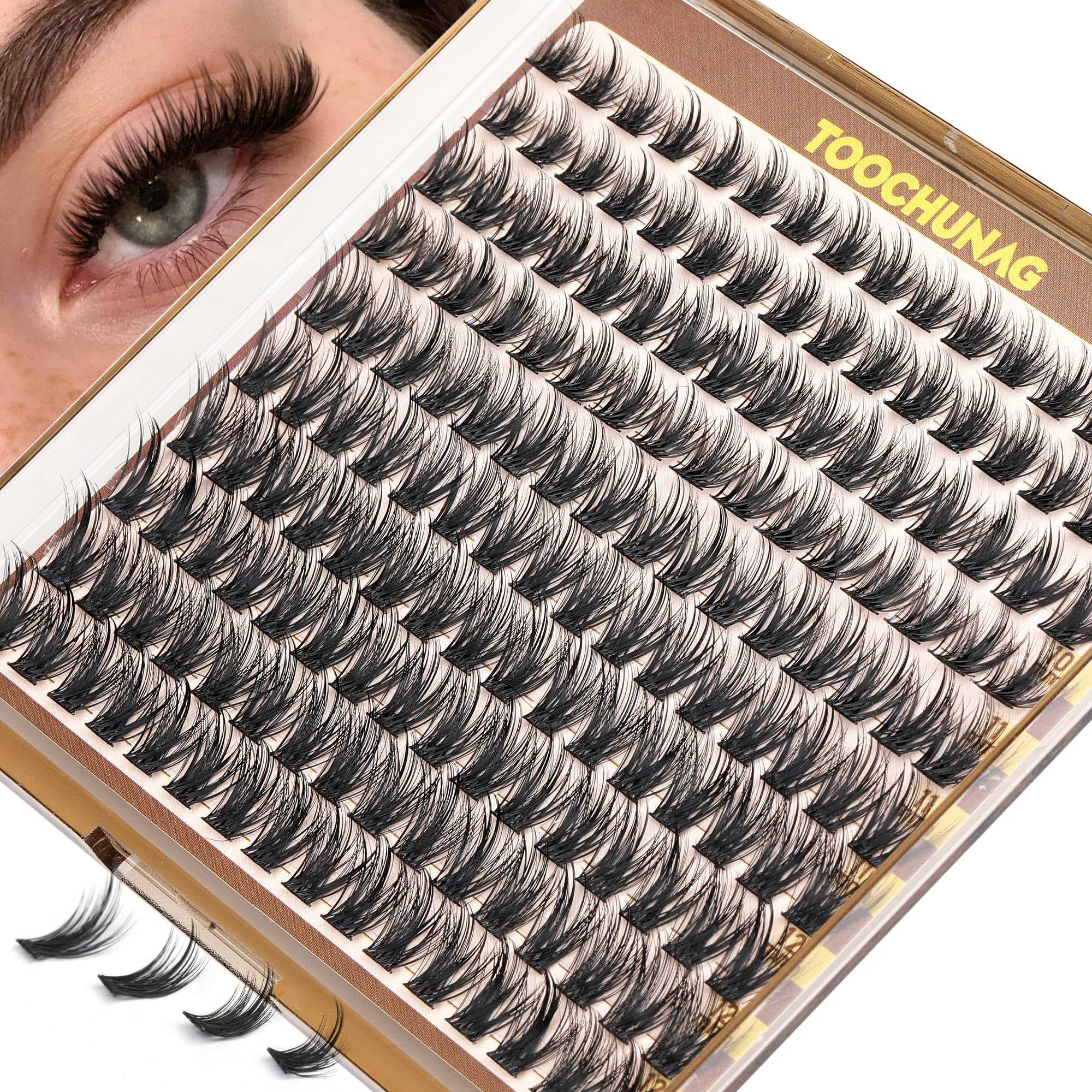 TOOCHUNAG agrupaciones de pestañas naturales 9-12mm para un look suave diario