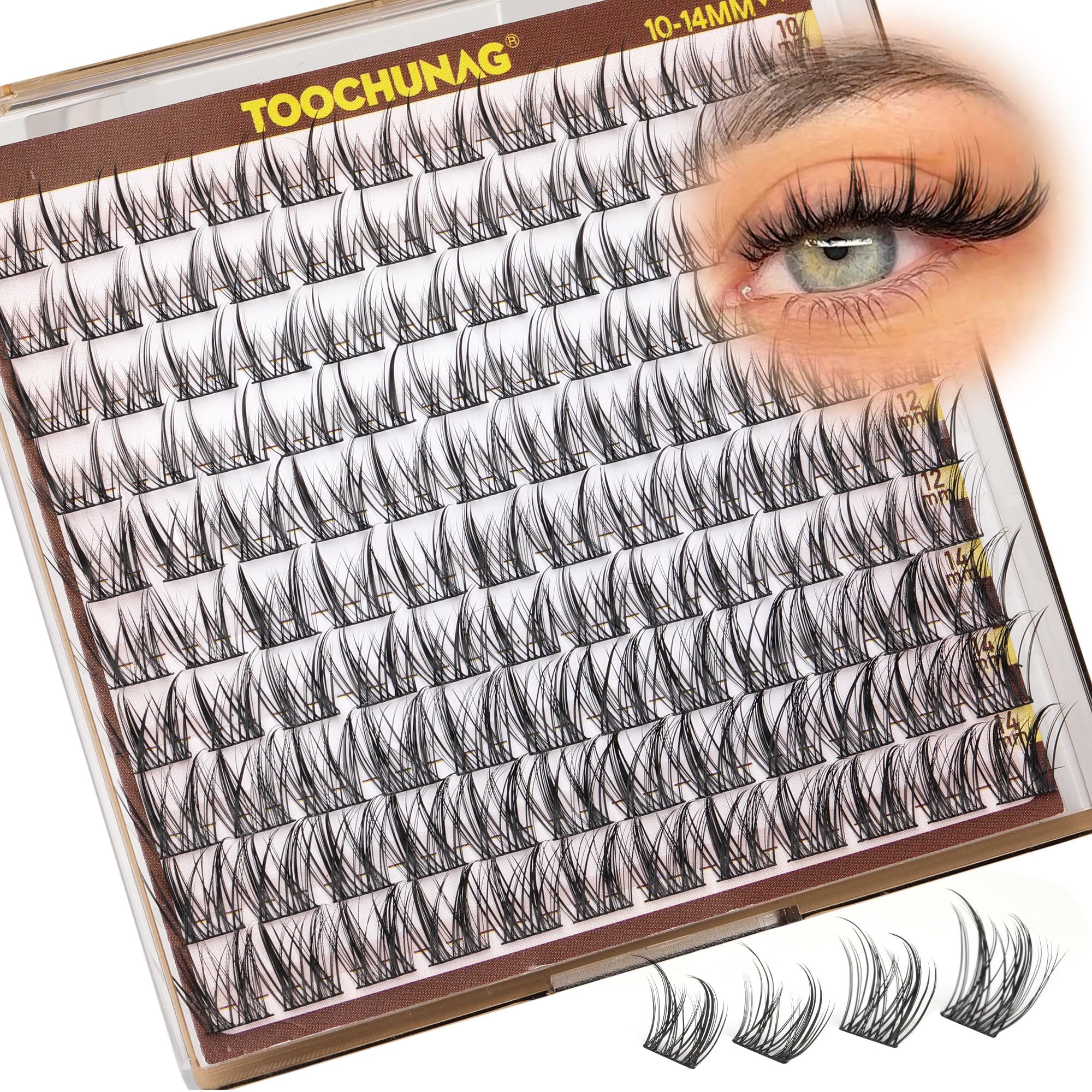 TOOCHUNAG Diseño manga de pestañas clusters para un look natural
