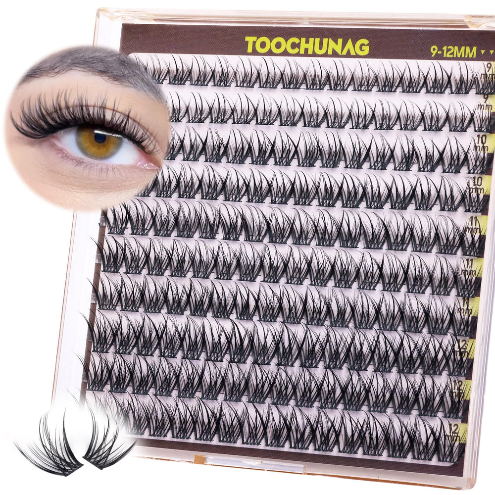 TOOCHUNAG Fairy Lash Clusters 9-12 mm densidad natural para acabado suave