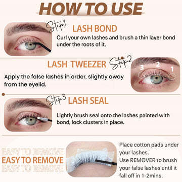 TOOCHUNAG Fairy Lash Clusters aplicación fácil con menos agrupaciones por ojo