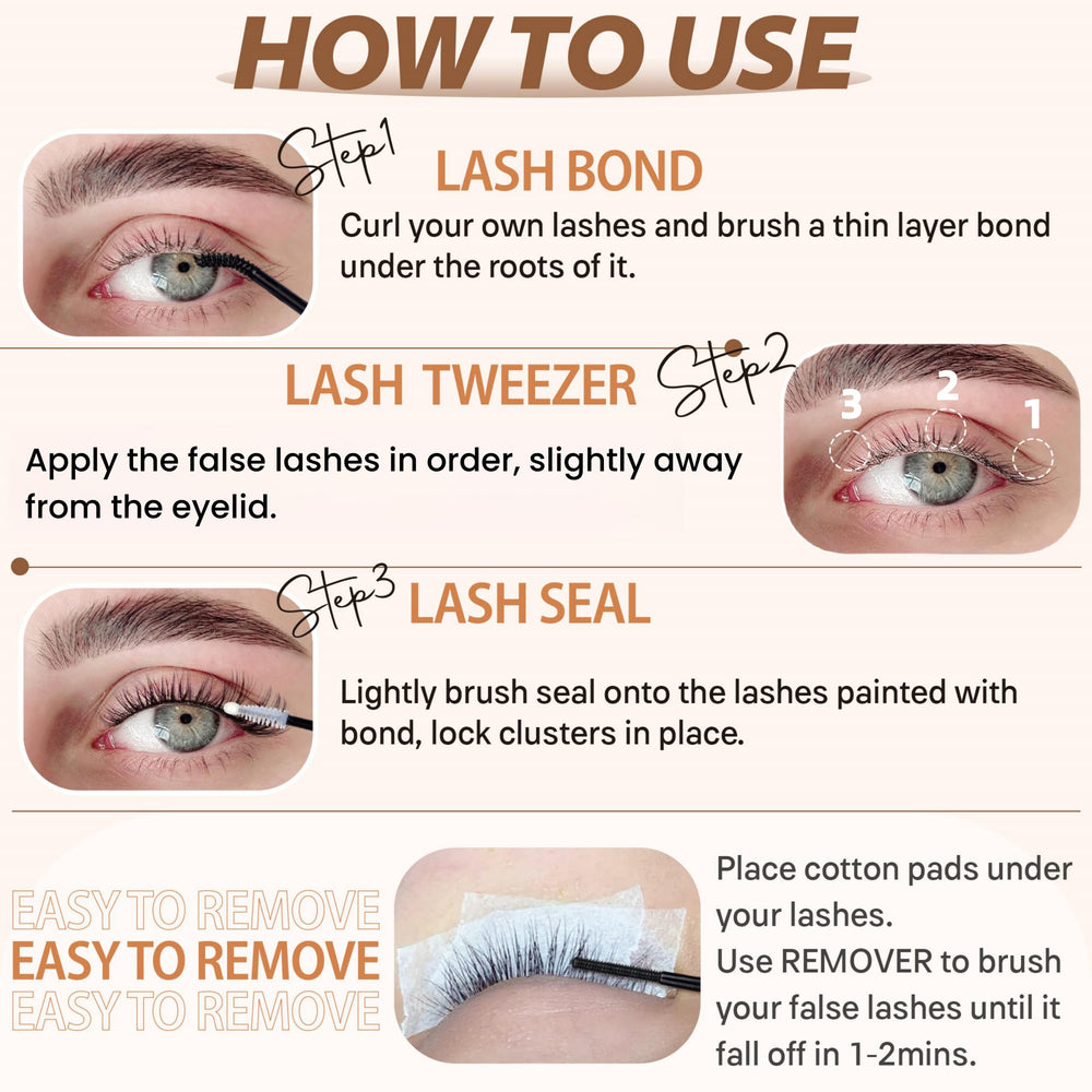 TOOCHUNAG Fairy Lash Clusters aplicación fácil con menos agrupaciones por ojo