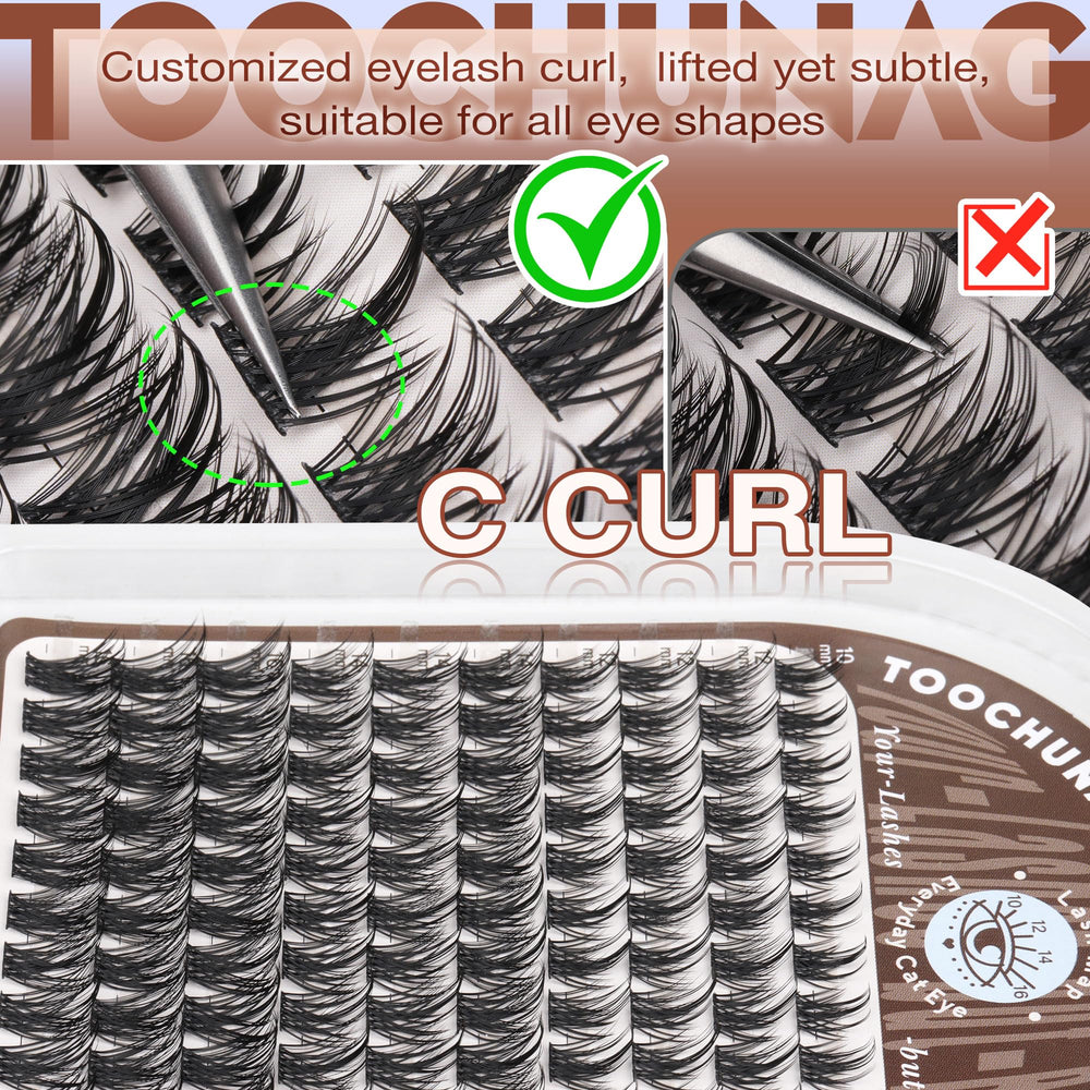 TOOCHUNAG Fairy pestañas-agrupadas banda amplia para look completo