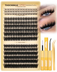 TOOCHUNAG kit clusters pestañas manga 300 unidades: volumen intenso para look anime