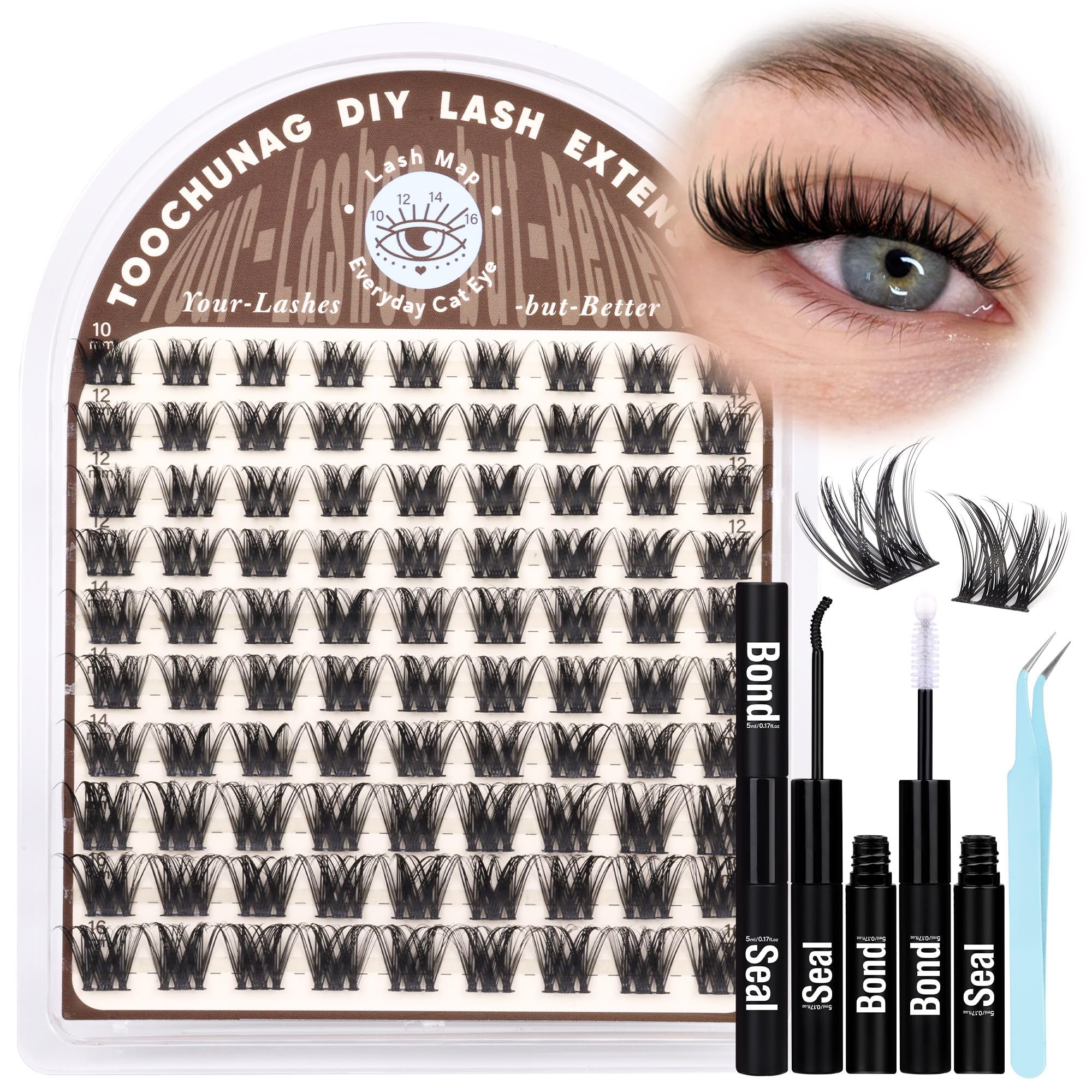 TOOCHUNAG kit extensiones pestañas banda fina para un look natural