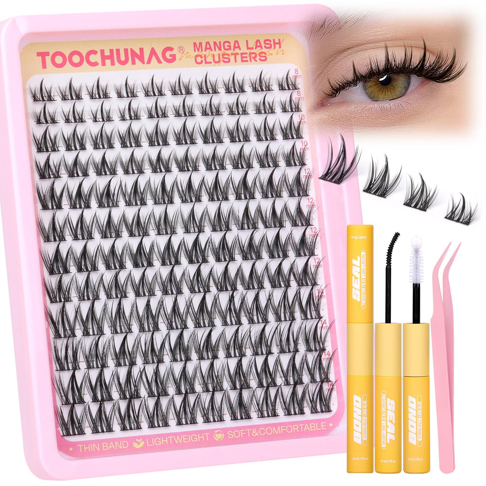 TOOCHUNAG Manga Lash Clusters Kit con clústeres 8-14 mm para volumen personalizado