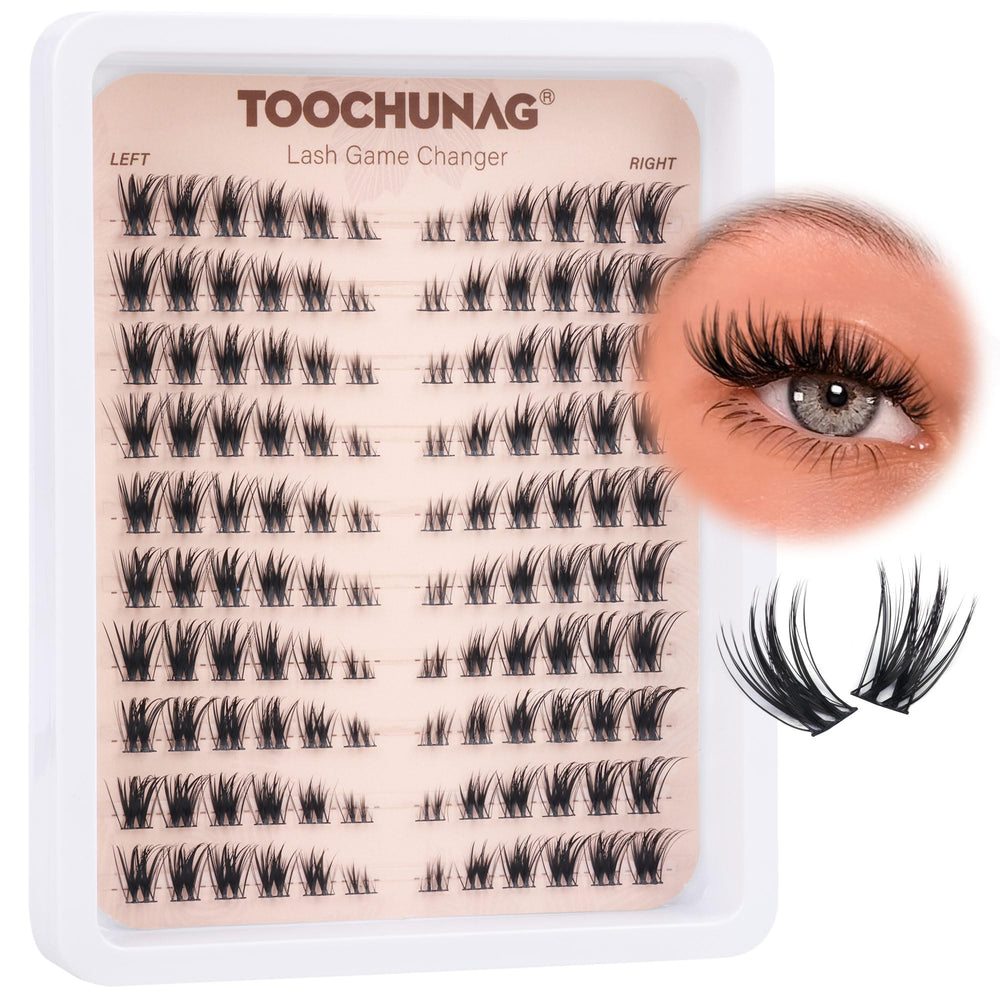 TOOCHUNAG Pestañas cluster ojo gato con efecto ojo de gato suave para una mirada definida.