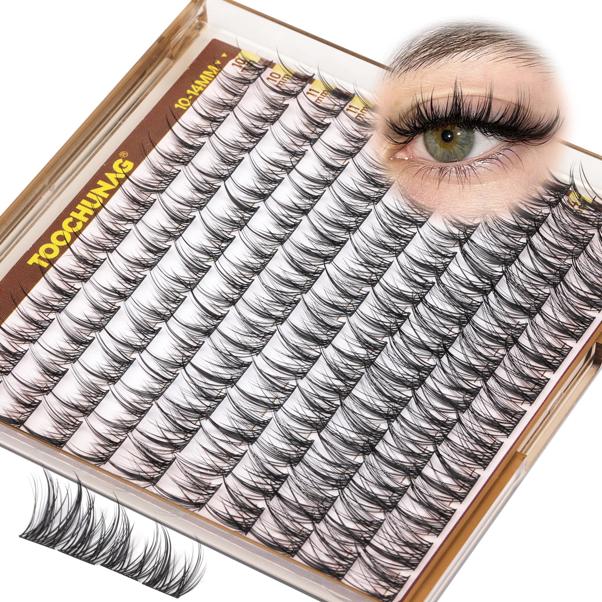TOOCHUNAG Pestañas clusters naturales 3D para look suave diario