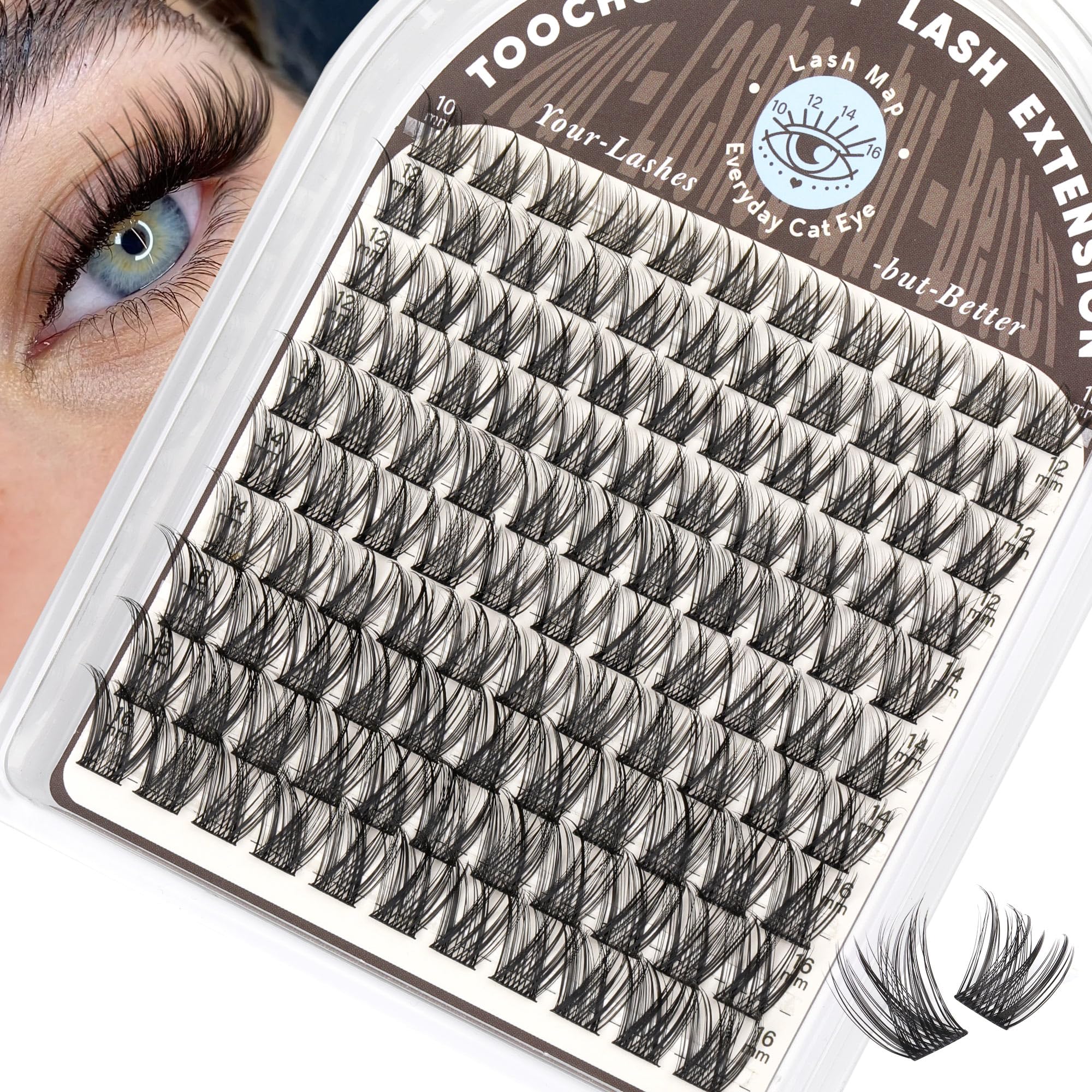 TOOCHUNAG Pestañas clusters naturales con curva C para un look suave