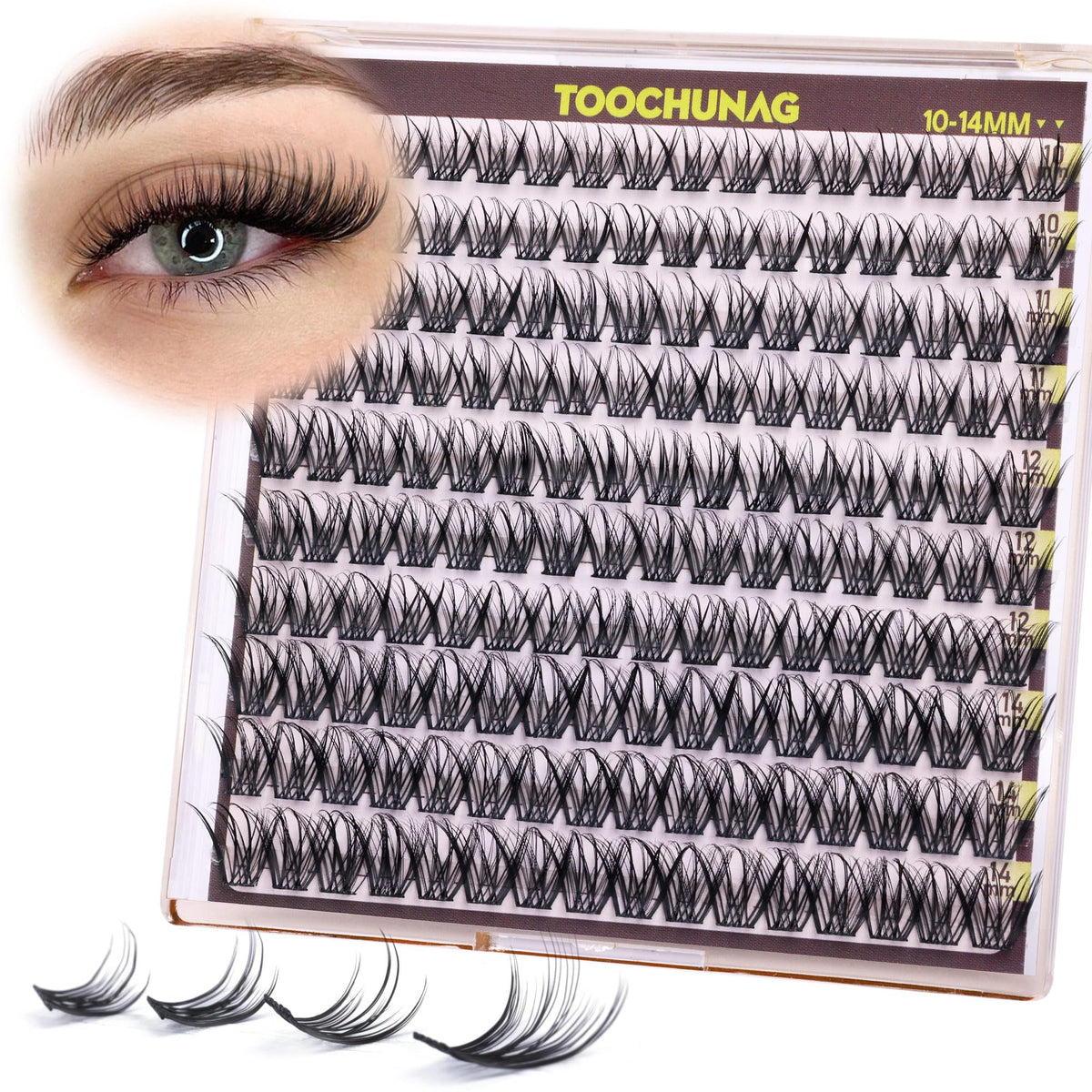 TOOCHUNAG Pestañas Clusters, efecto natural para un look suave.