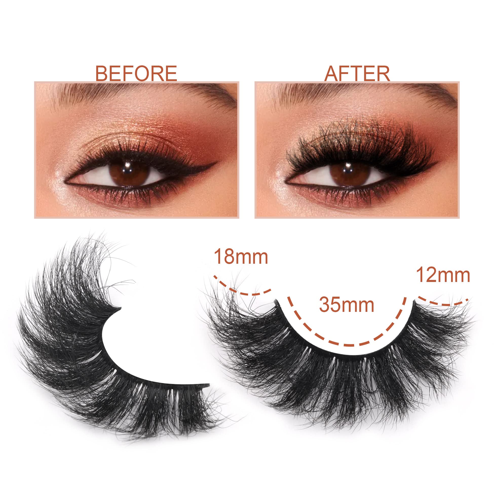 TOOCHUNAG Pestañas Mink 18mm Curvas Definidas para realzar la mirada