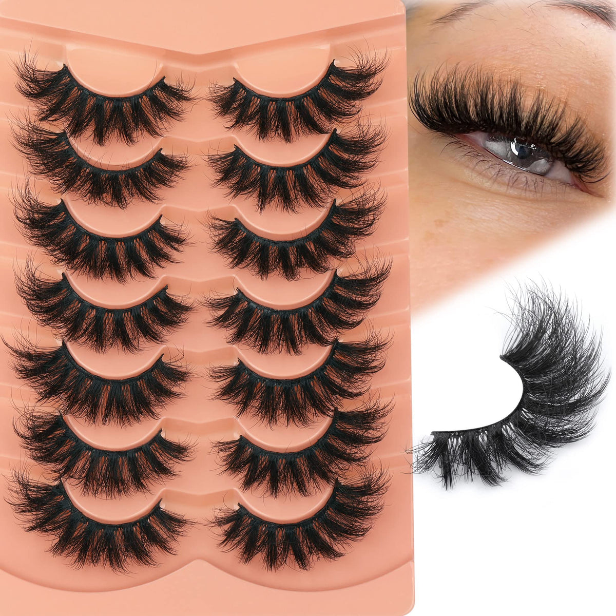 TOOCHUNAG pestanas volumen esponjoso 18 mm para un look suave y definido.