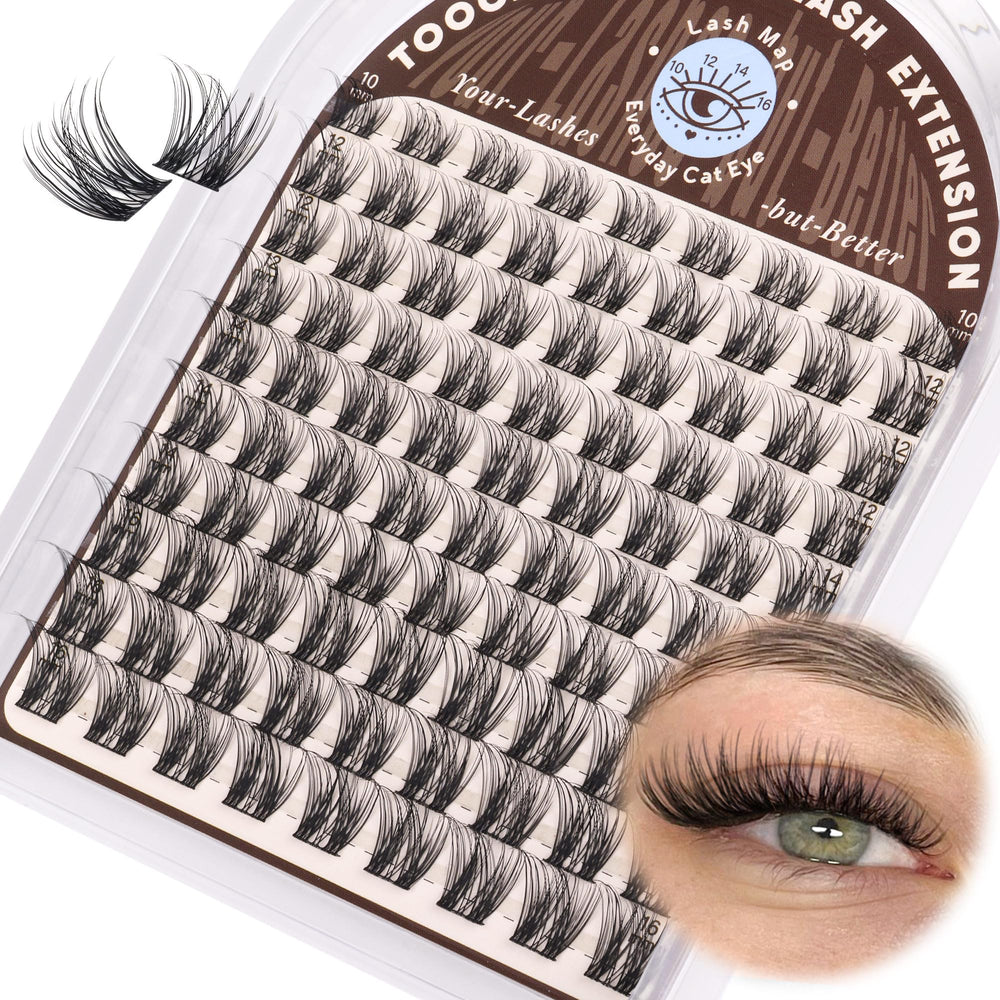 Pestañas naturales en racimos TOOCHUNAG con curvatura D para realzar la mirada.