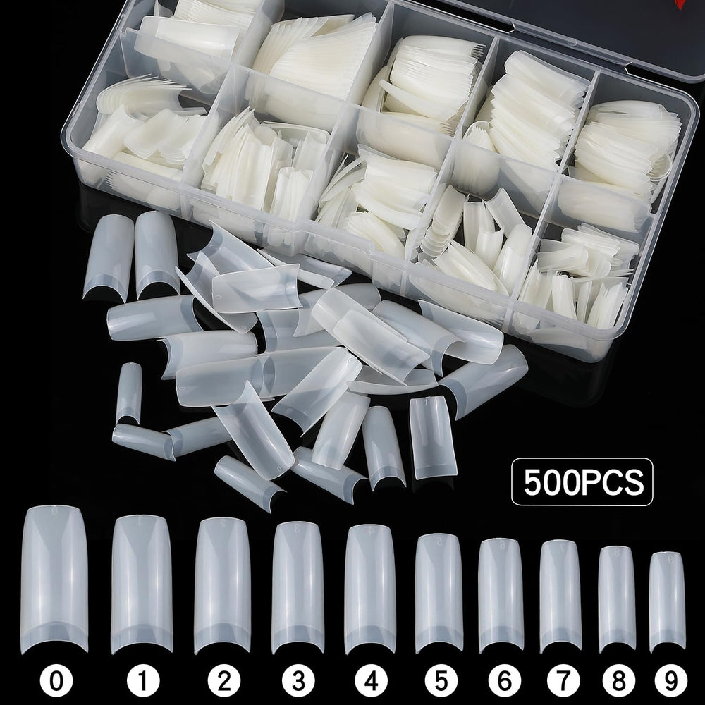 ToouYoun uñas artificiales transparentes con 10 tallas para ajuste perfecto