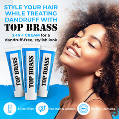 Top Brass Crème Cheveux – massage quotidien facile, texture légère et non grasse.