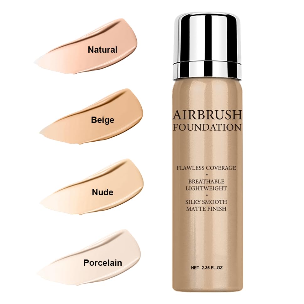 Topcent Airbrush Foundation Spray: kit con brocha y esponja para retoques