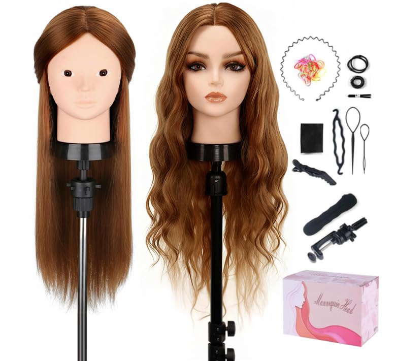 TopDirect: cabeza de maniquí con cabello real 80% para practicar peinados.