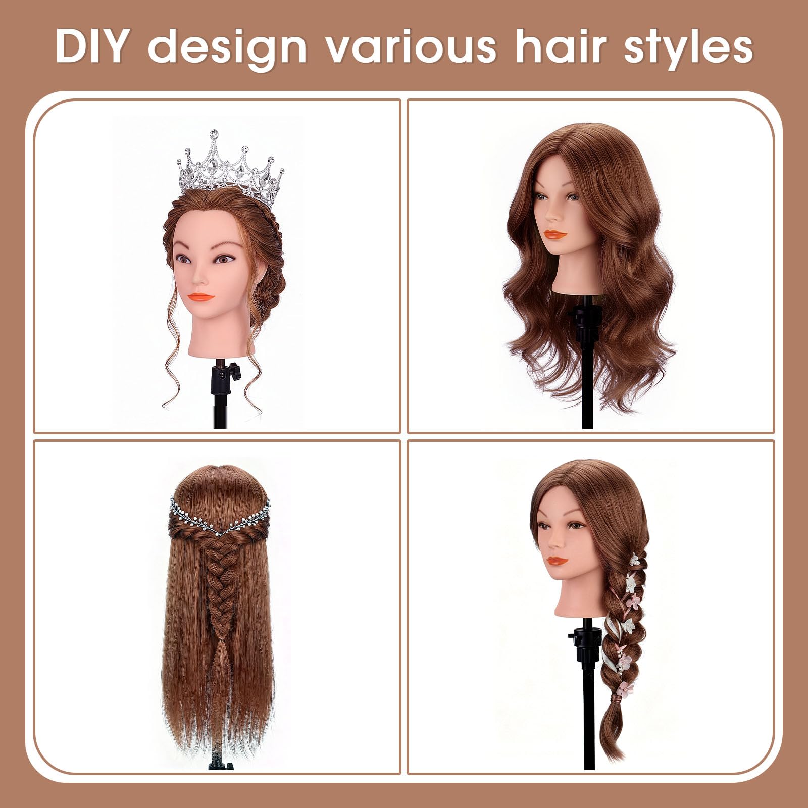 Detalle de la textura cabello real del Maniquí TopDirect para entrenamiento