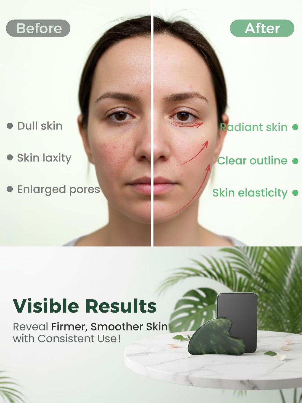 tophld Gua Sha regalo en caja elegante, ideal para regalar.