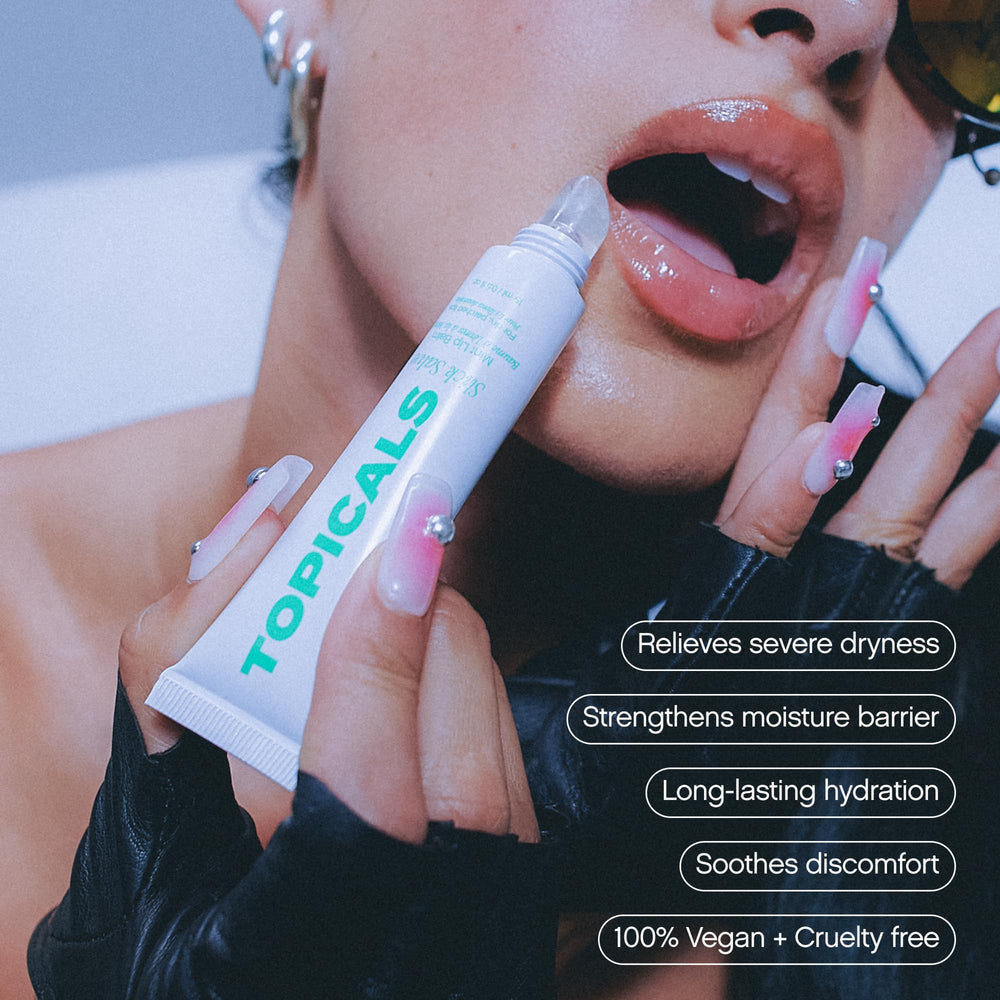 Topicals Slick Salve absorción rápida, labios suaves y cómodos.
