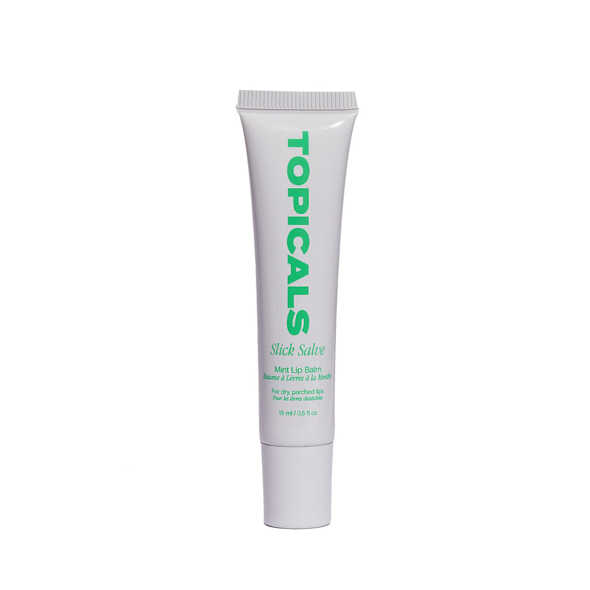 Topicals Slick Salve brillo labial menta para hidratación prolongada.