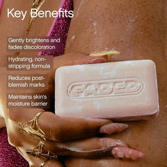 Topicals Faded cleansing bar soap closeup highlights smooth texture for daily use.