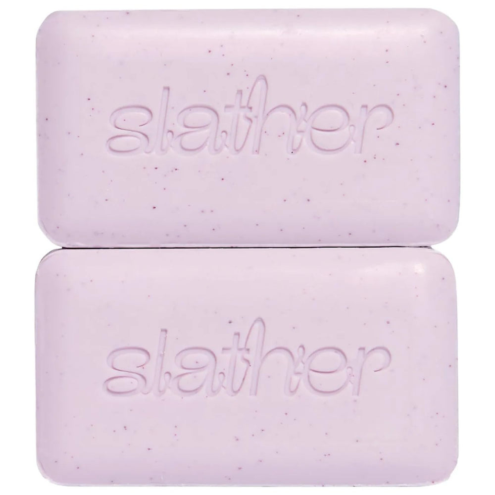 Topicals Slather Exfoliating Bar 2-pack packaging shown for gentle cleansing and smooth skin prep