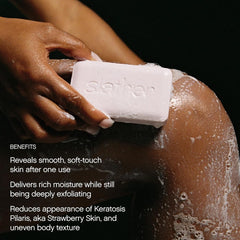Topicals Slather Exfoliating Bar helps reduce KP bumps with gentle action