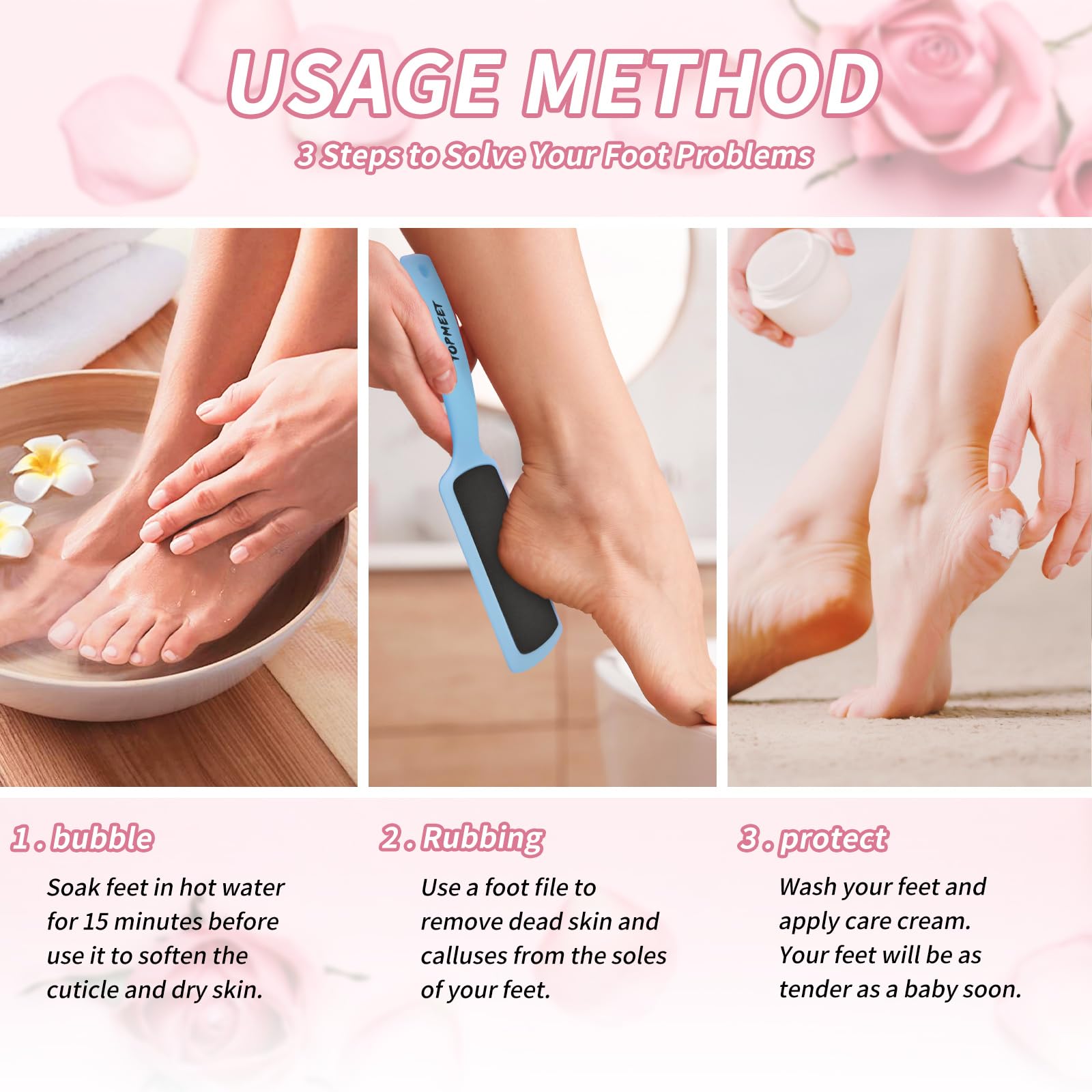 Topmeet detalle lado fino, exfoliación suave para pies