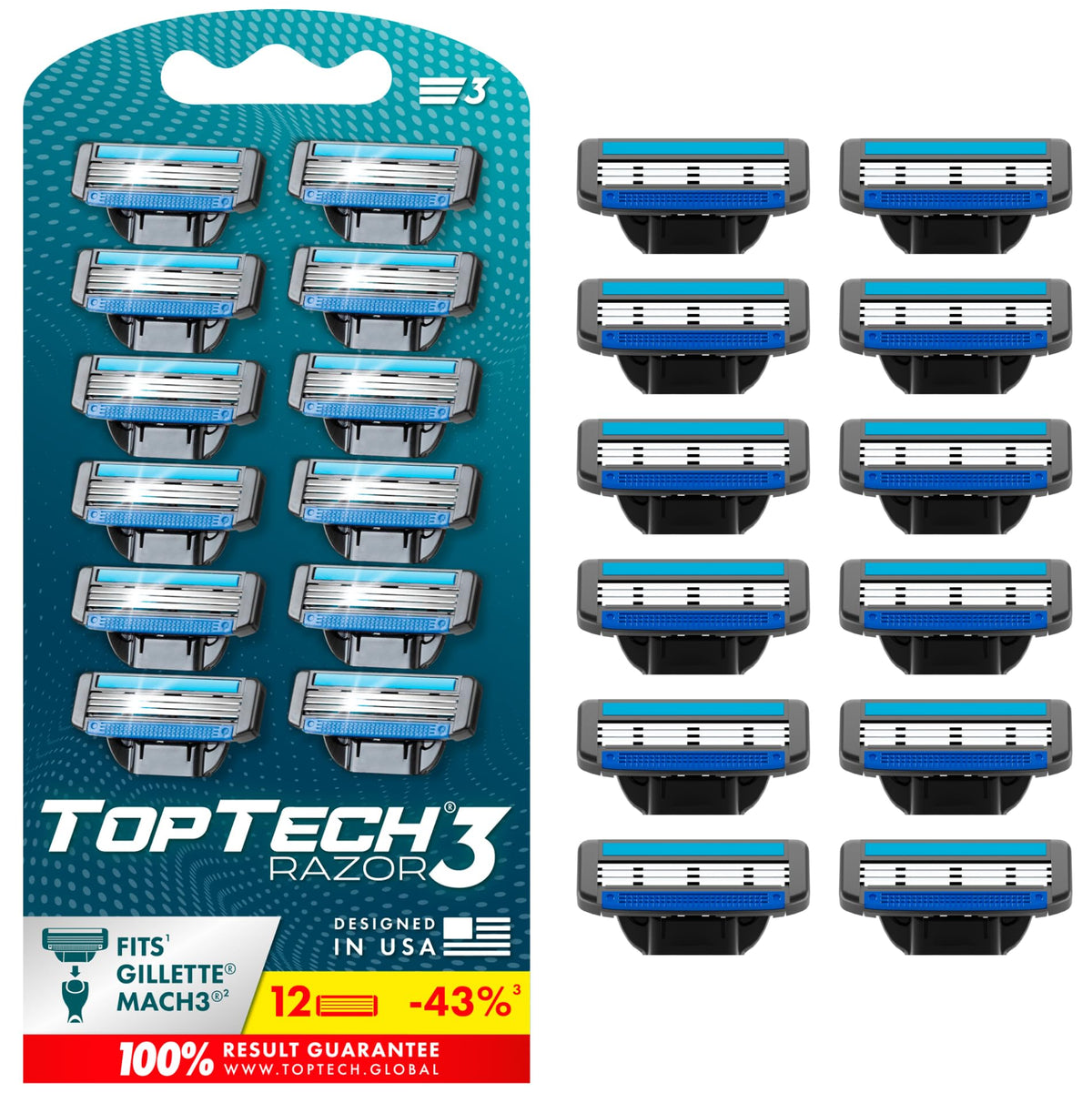 Toptech Razor 3 para hombre con cuchillas 3 hojas para un afeitado suave