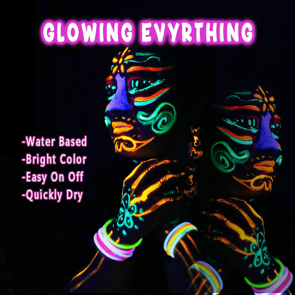 Depvision pintura UV neon para rostro, gran cobertura y secado rápido