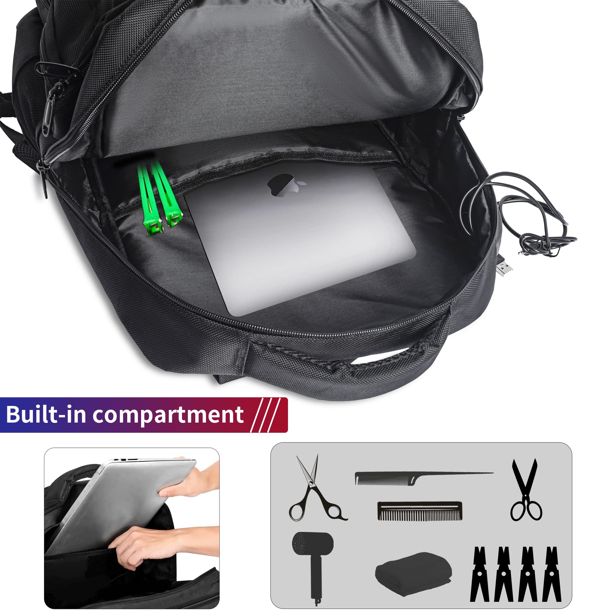 TORIBIO Mochila para barberos: compartimento para portátil de 15 pulgadas.