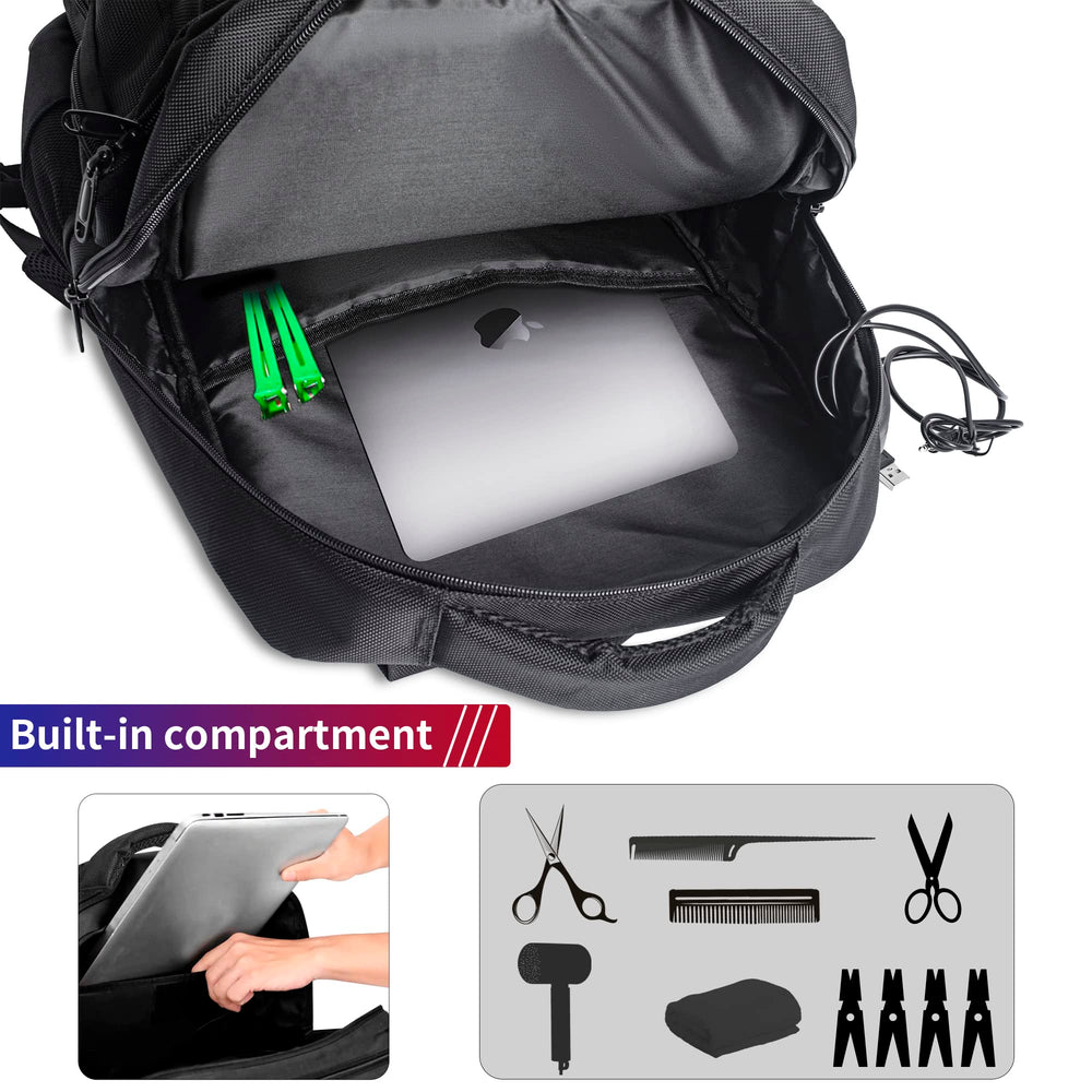 TORIBIO Mochila para barberos: compartimento para portátil de 15 pulgadas.