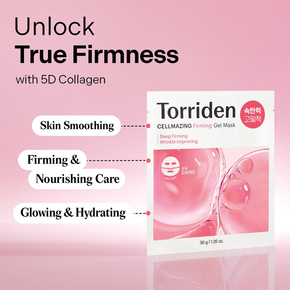 Torriden Cellmazing two-piece gel mask providing snug fit for firming.