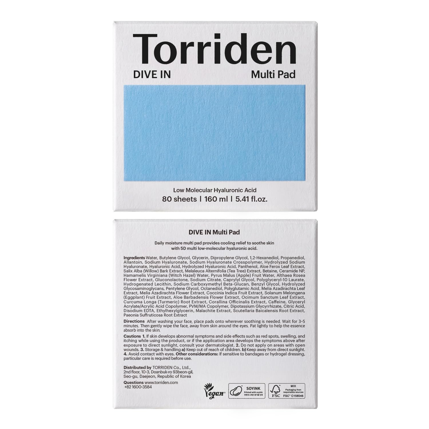 Torriden DIVE IN Multi Pad, producto vegano certificado.