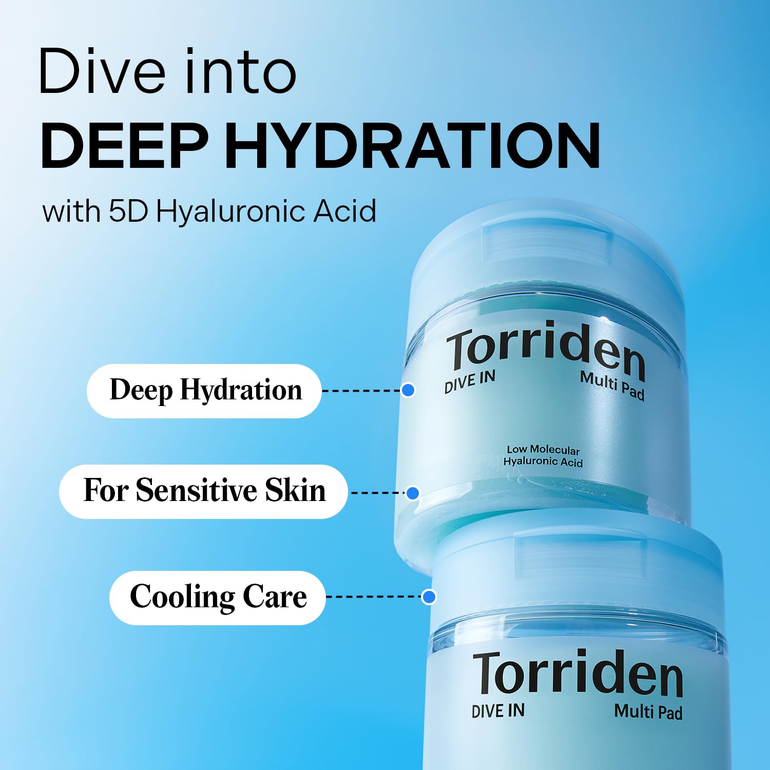 Torriden DIVE IN Multi Pad, discos impregnados con sérum para hidratación.