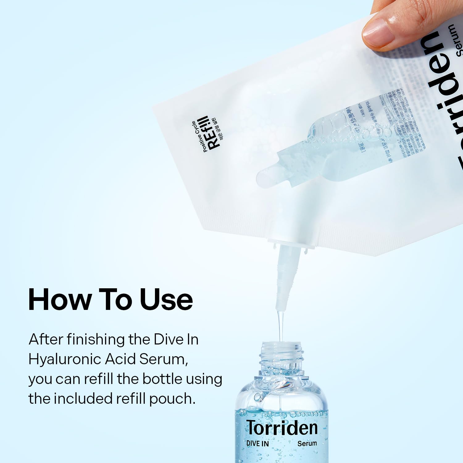 Torriden DIVE IN Serum : vue d’ensemble flacon et bouchon pour un rituel quotidien.