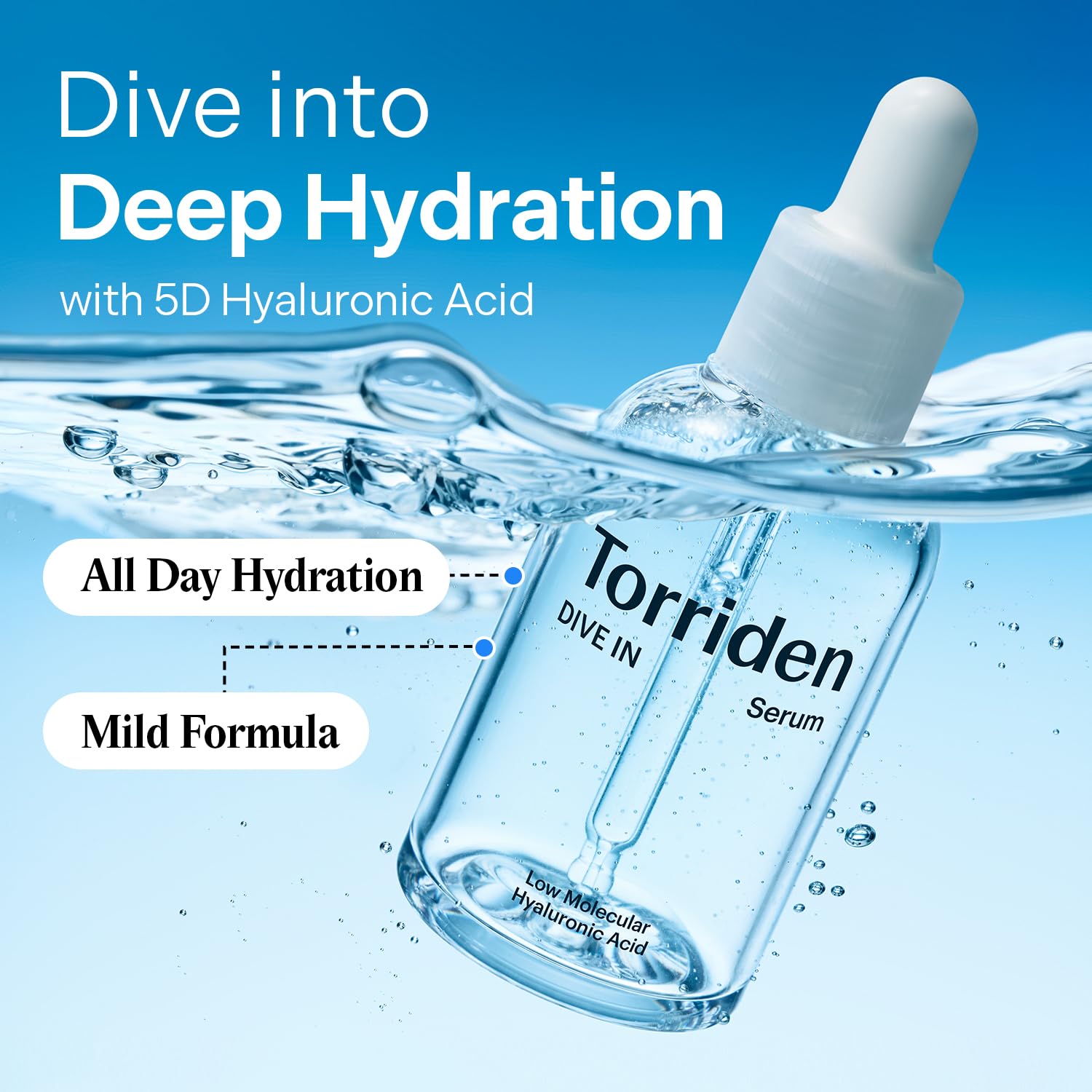 Torriden DIVE IN Serum : pompe pratique pour une dose précise et sans gaspillage.