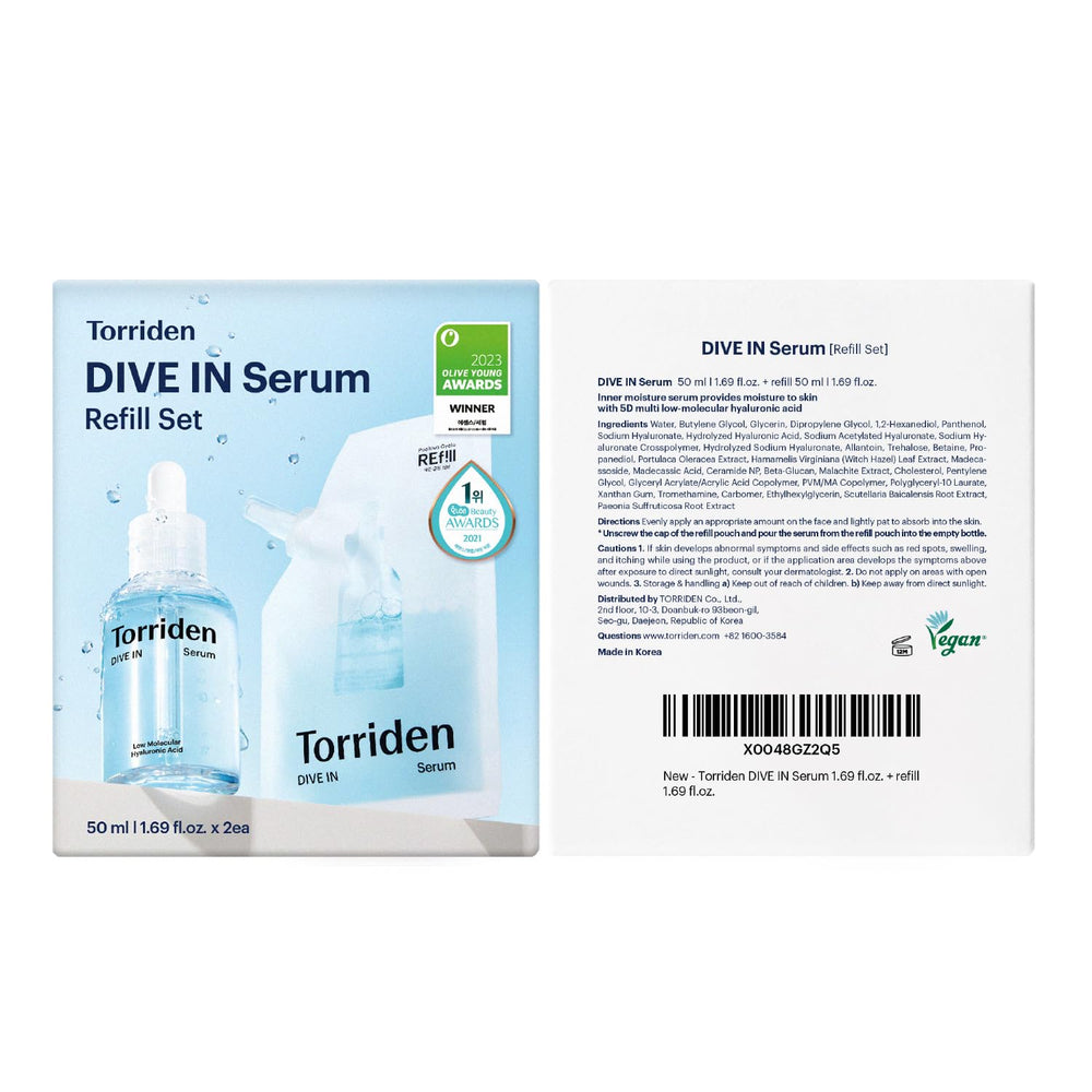 Torriden DIVE IN Serum : contrôle qualité et sécurité visibles sur l'emballage.